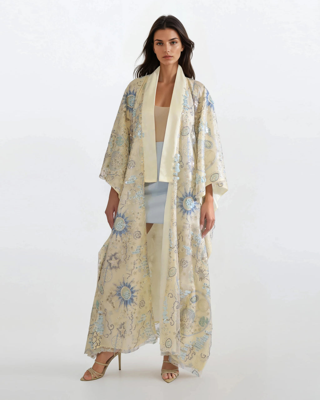 Sequined Lace Kimono - Champagne Gold