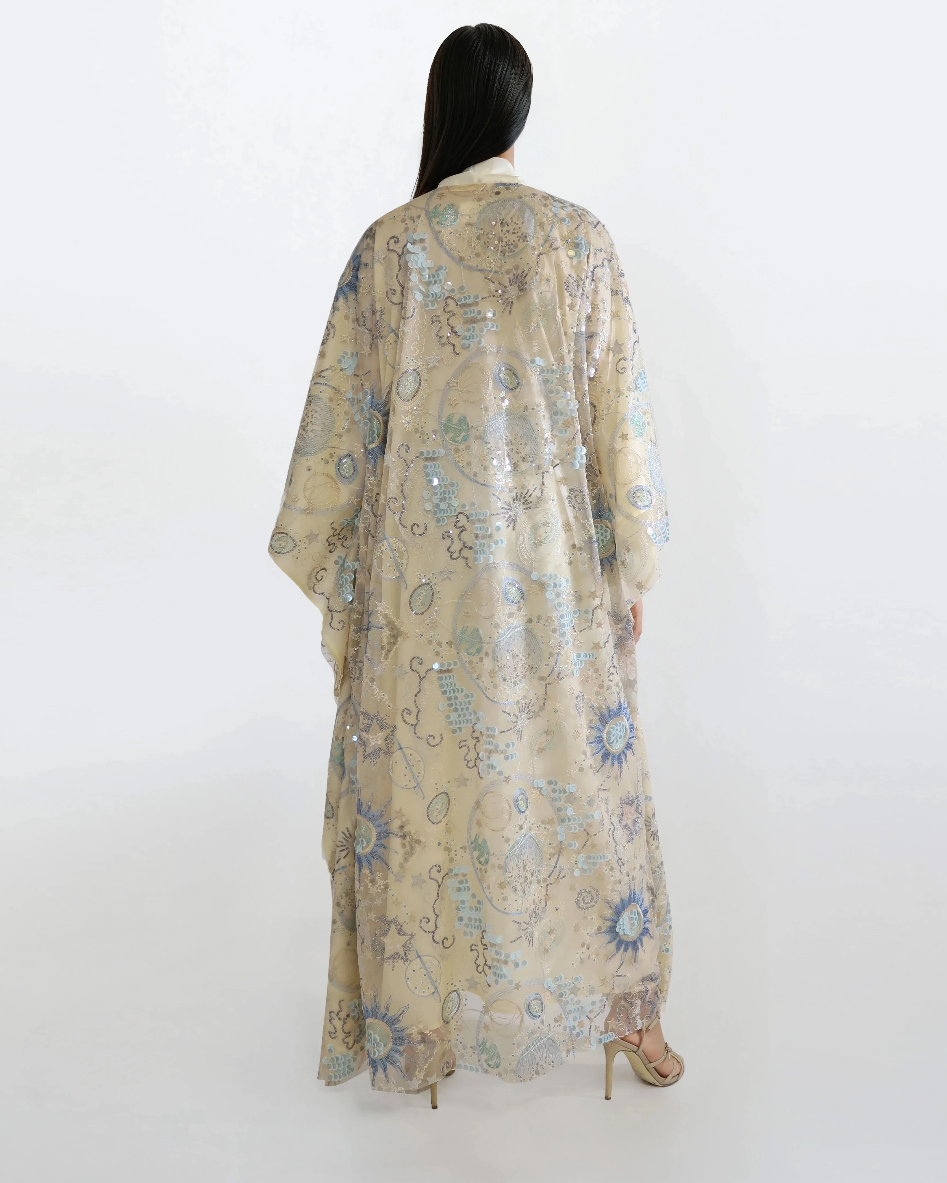 Sequined Lace Kimono - Champagne Gold