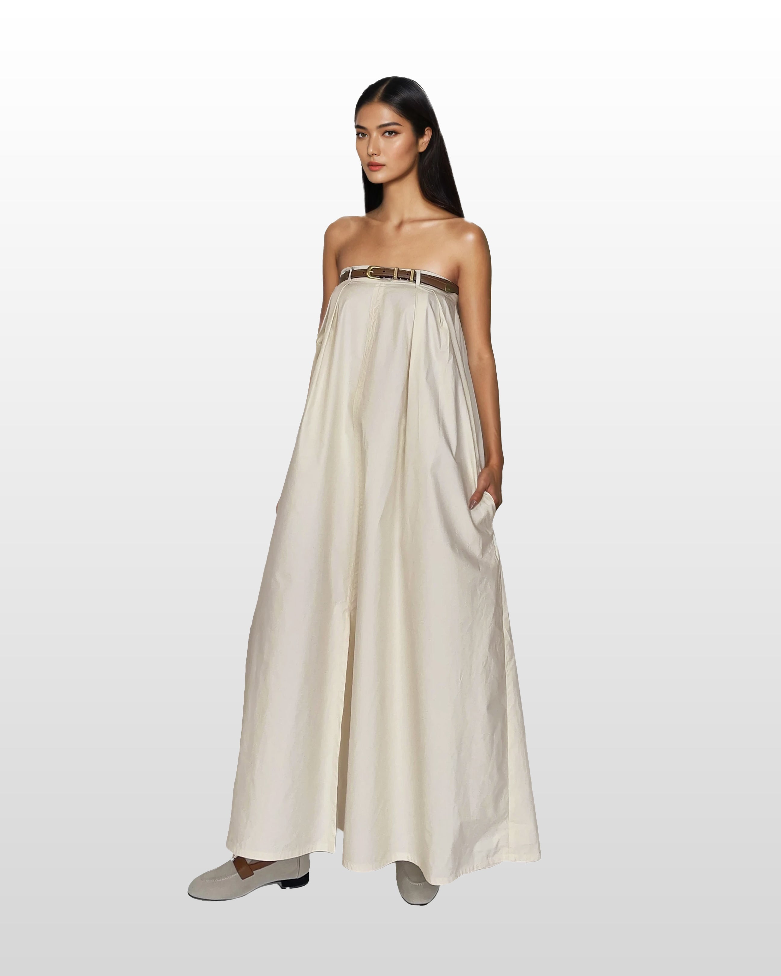 Strapless Cotton Maxi Dress