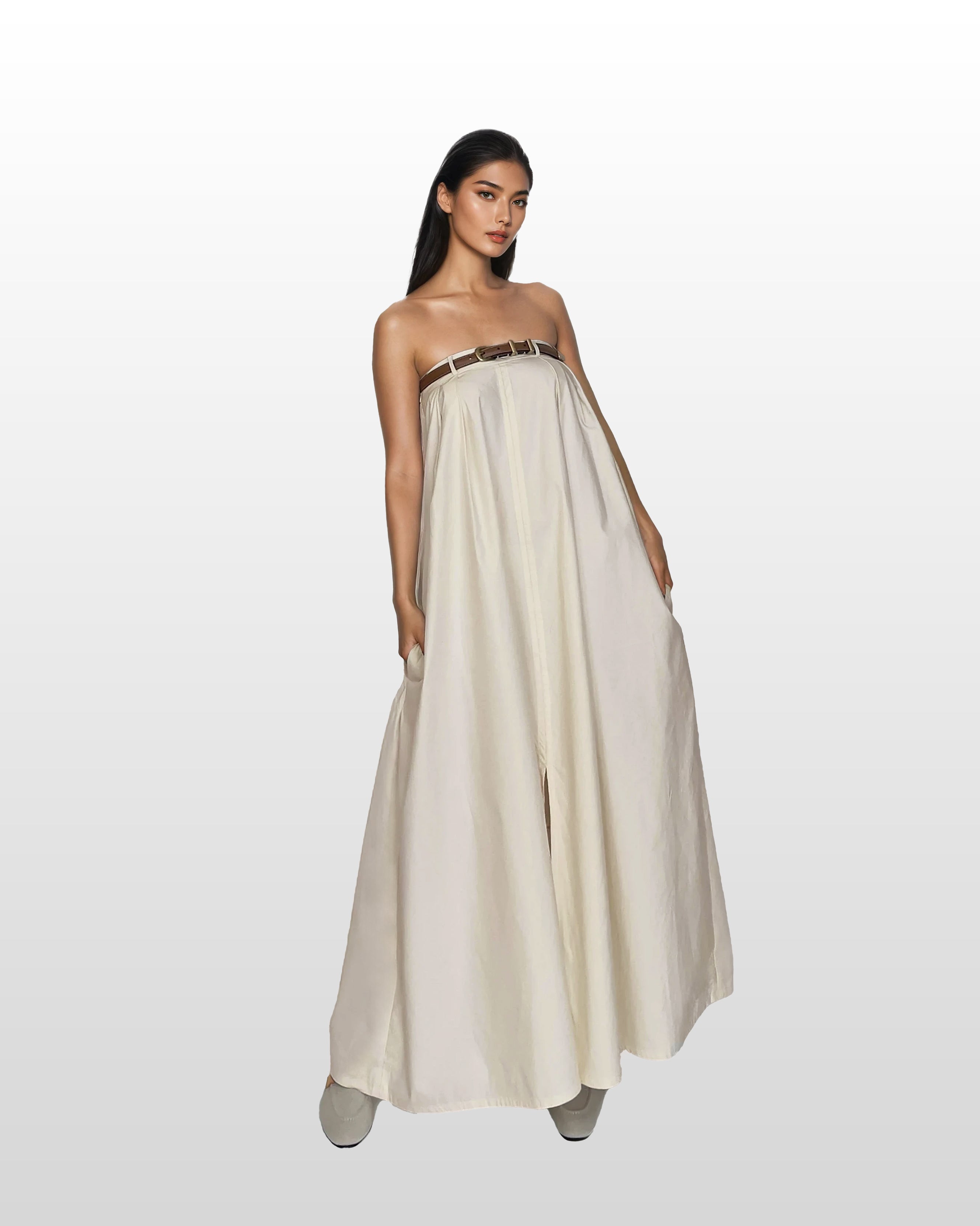 Strapless Cotton Maxi Dress