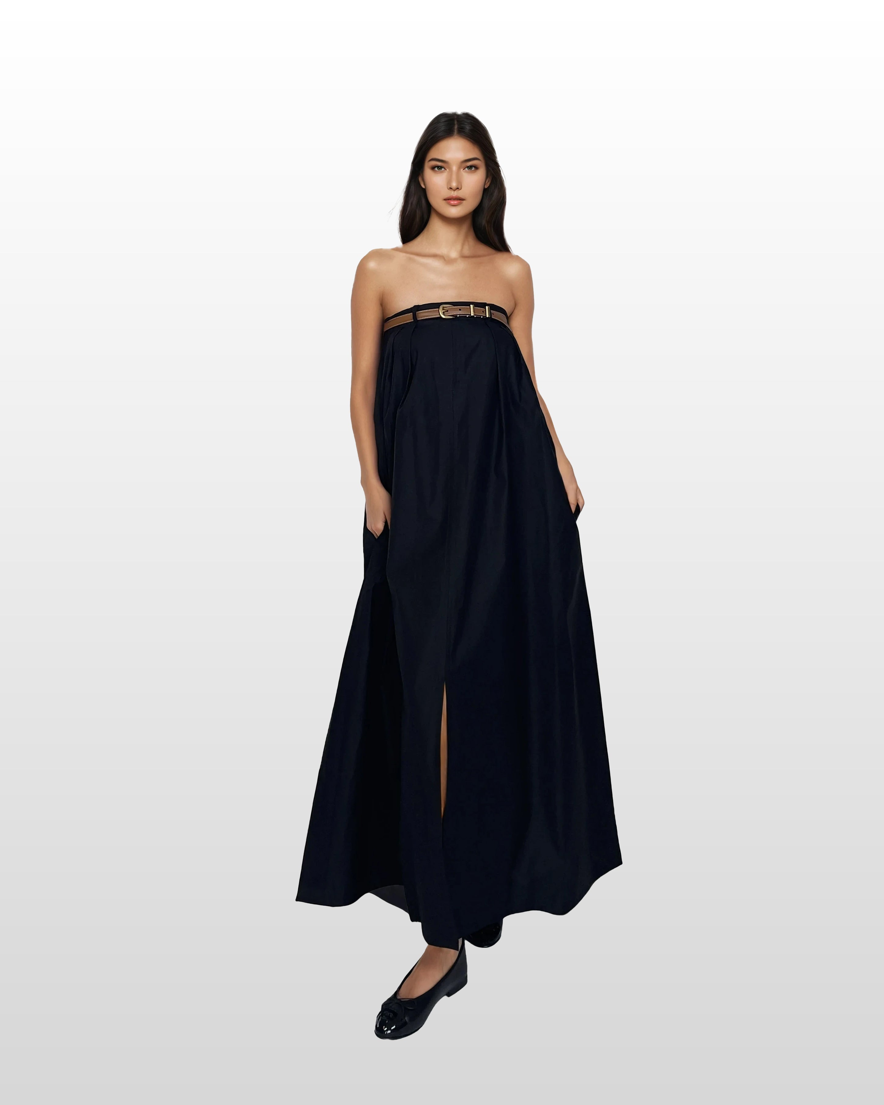 Strapless Cotton Maxi Dress