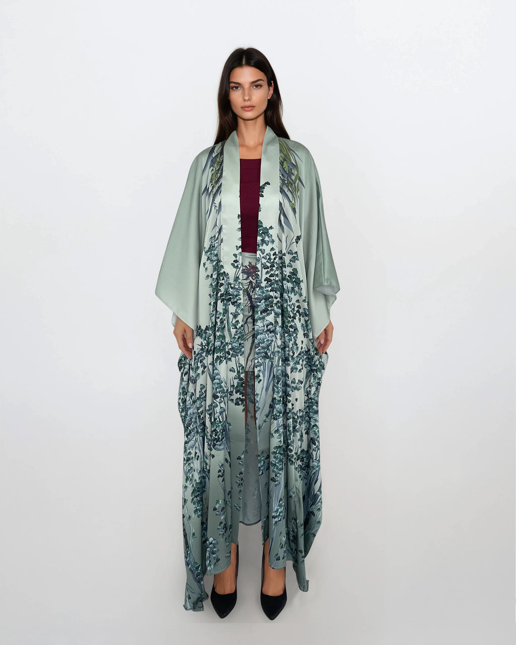 Printed Satin Kimono