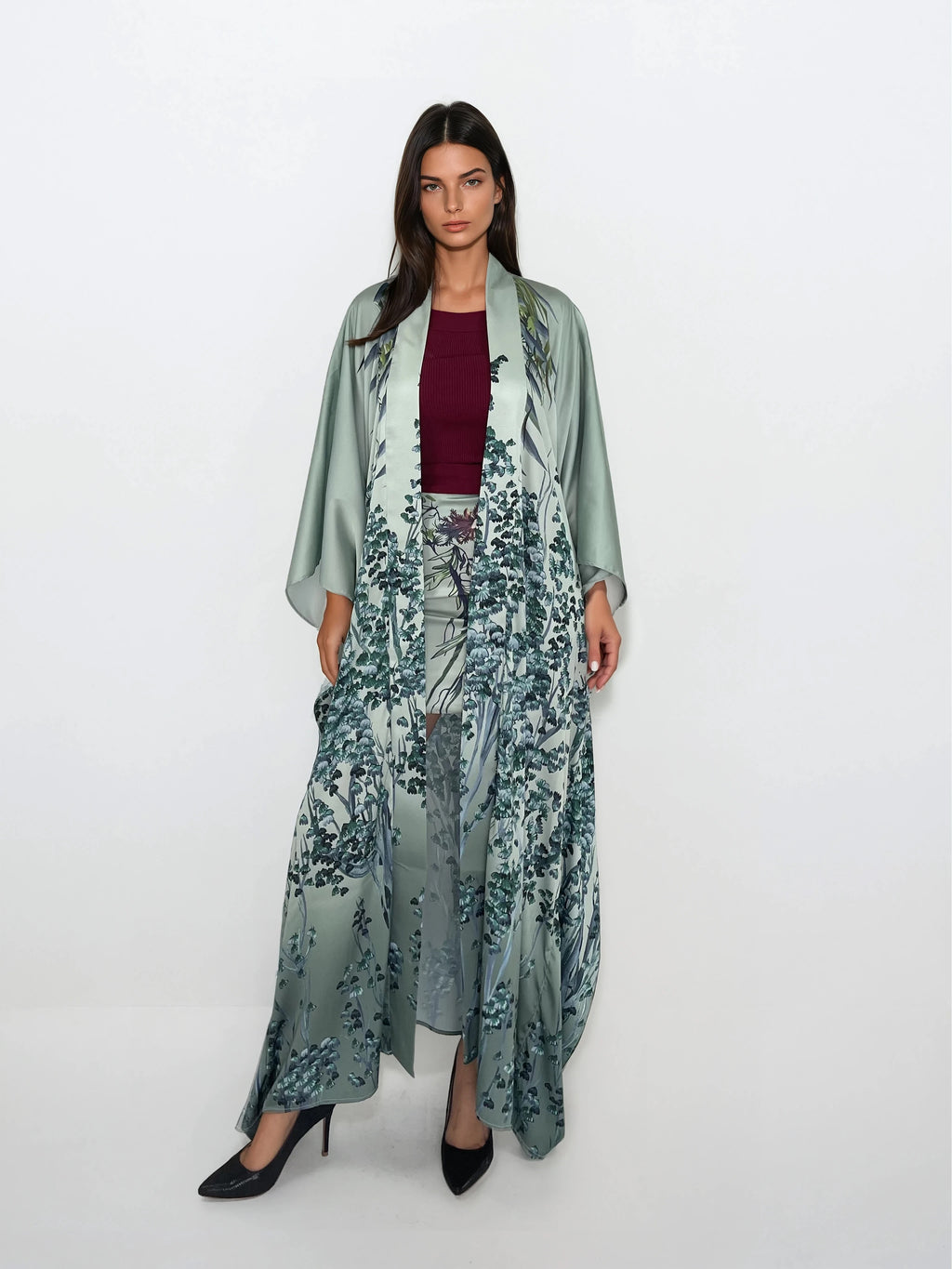 Printed Satin Kimono