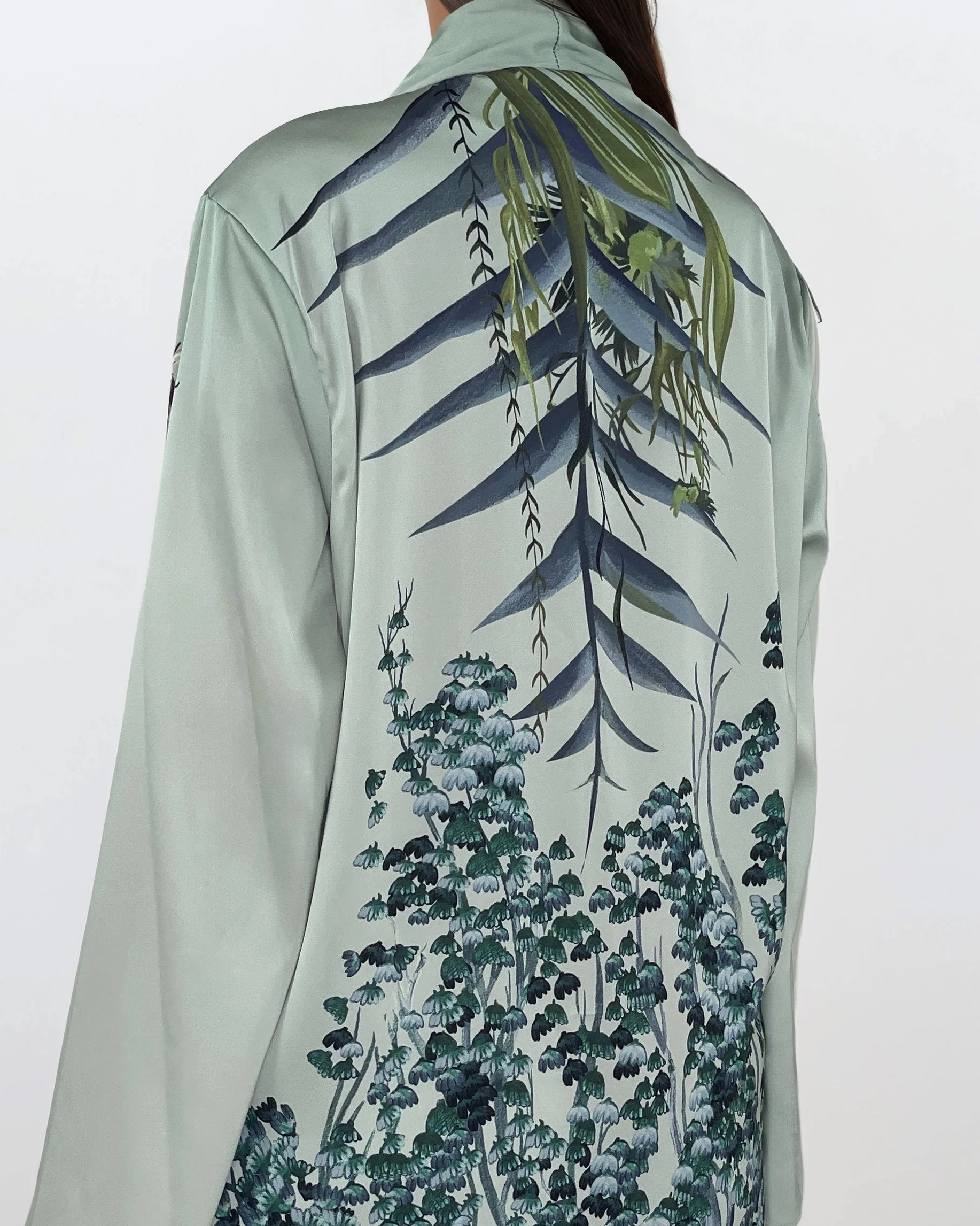 Printed Satin Kimono Robe