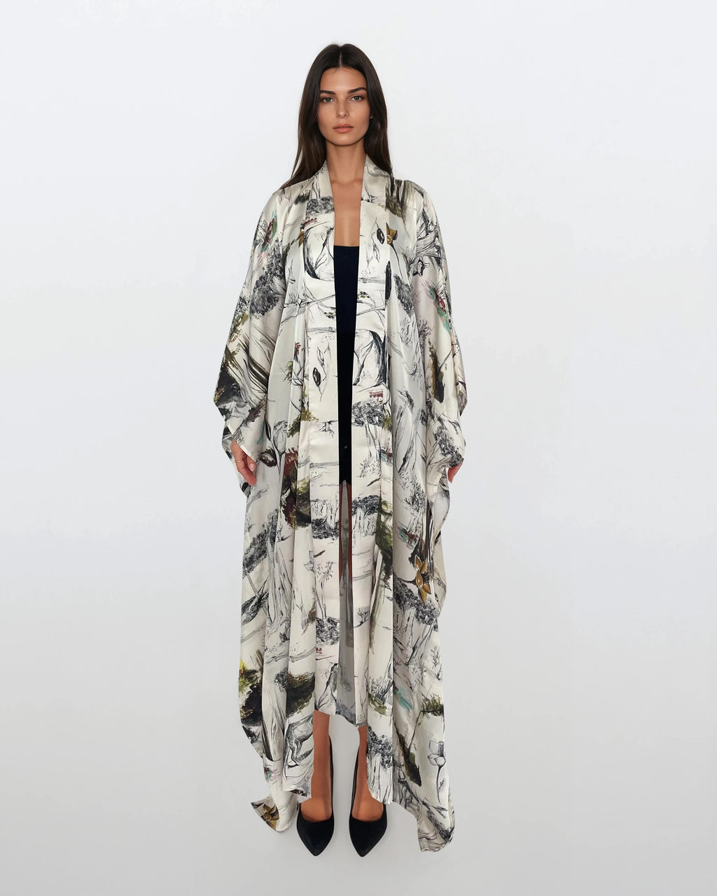 Printed Satin Kimono