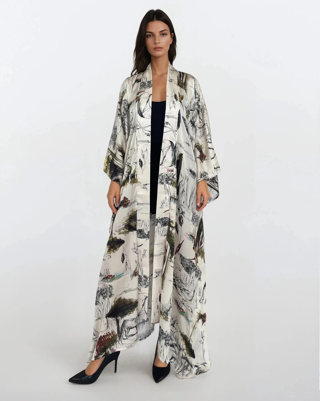 Printed Satin Kimono