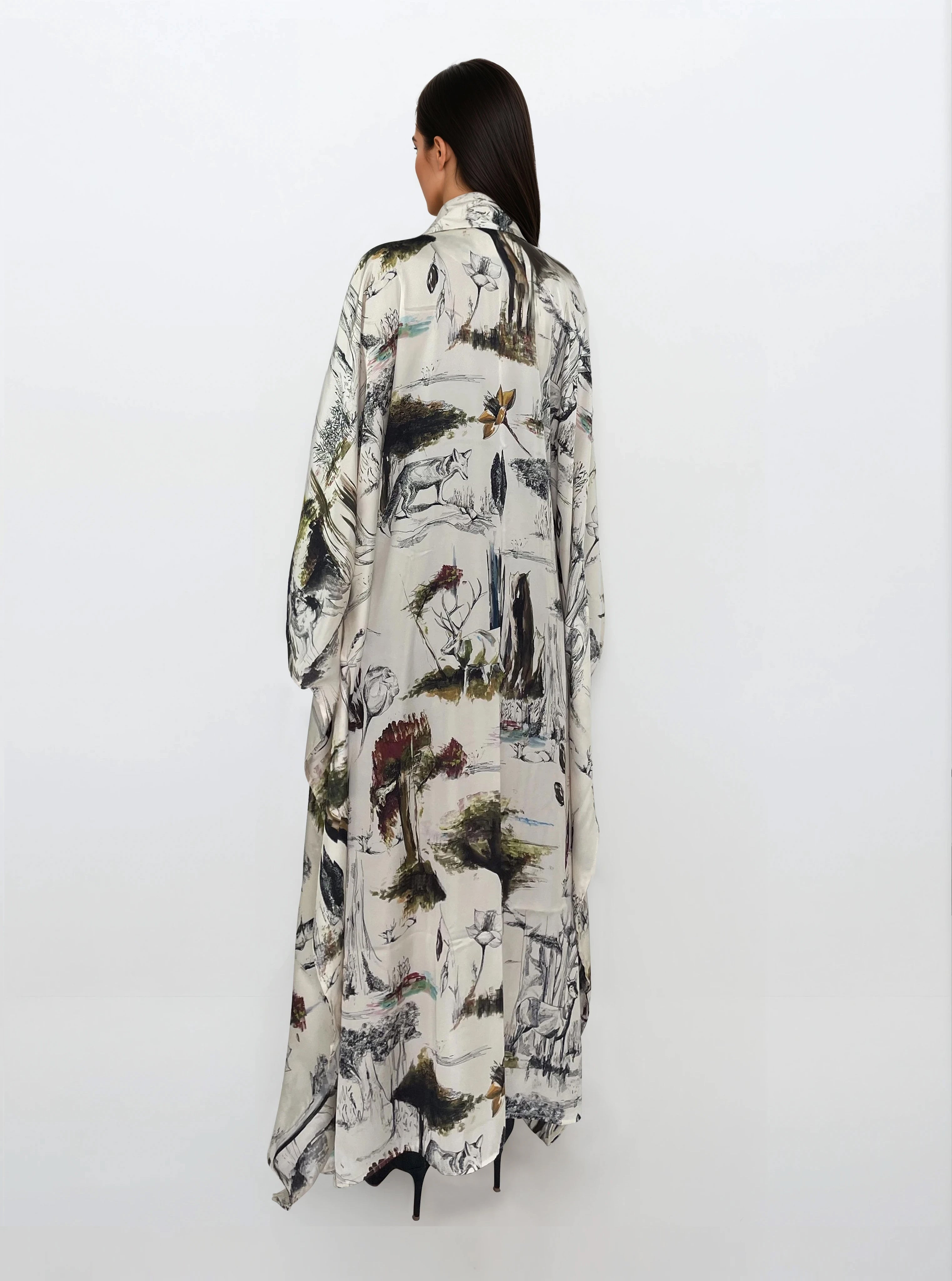 Printed Satin Kimono