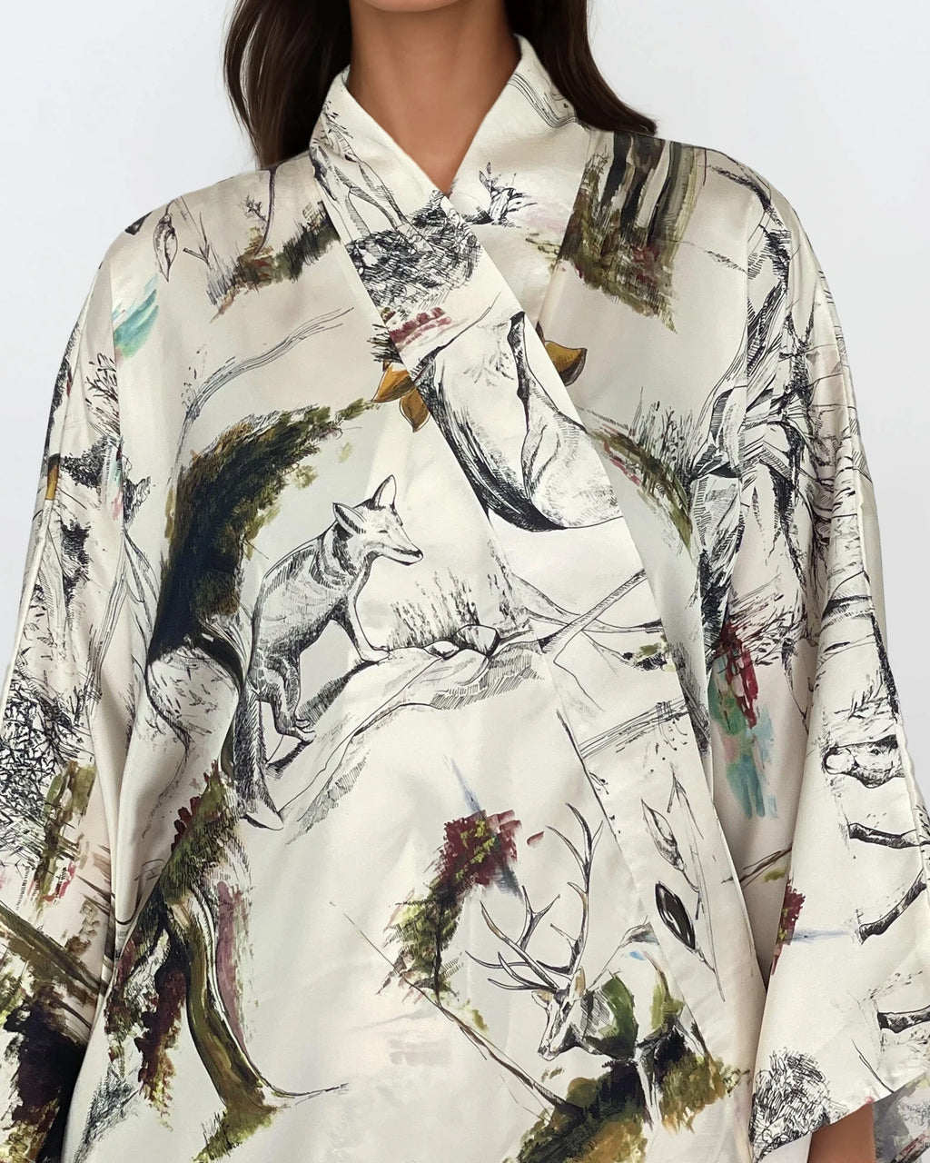 Printed Satin Kimono