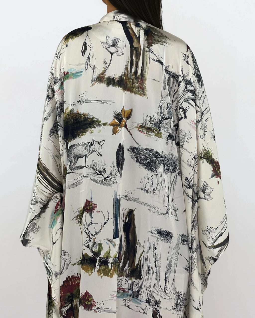 Printed Satin Kimono