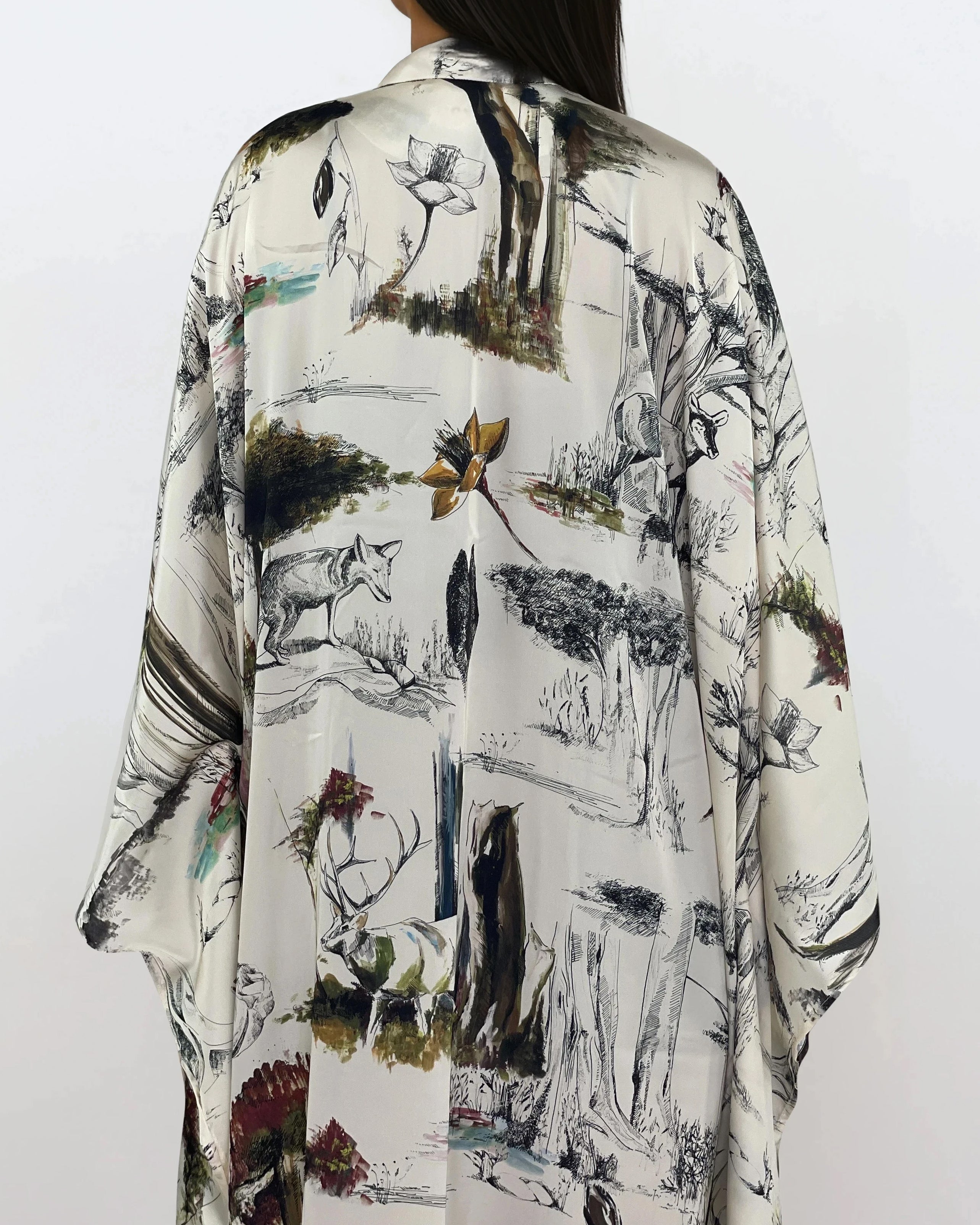 Printed Satin Kimono