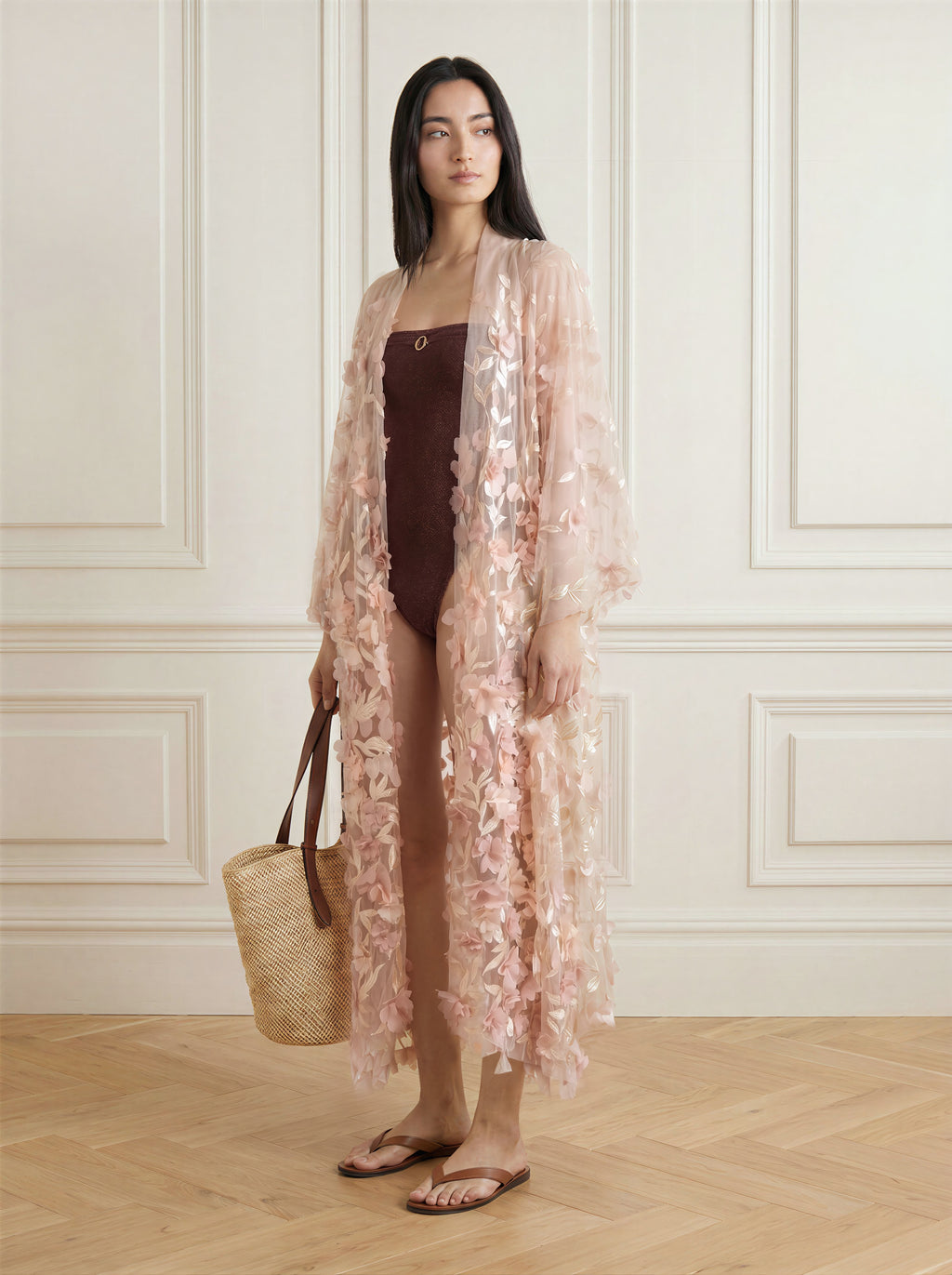 3D Floral Lace Kimono