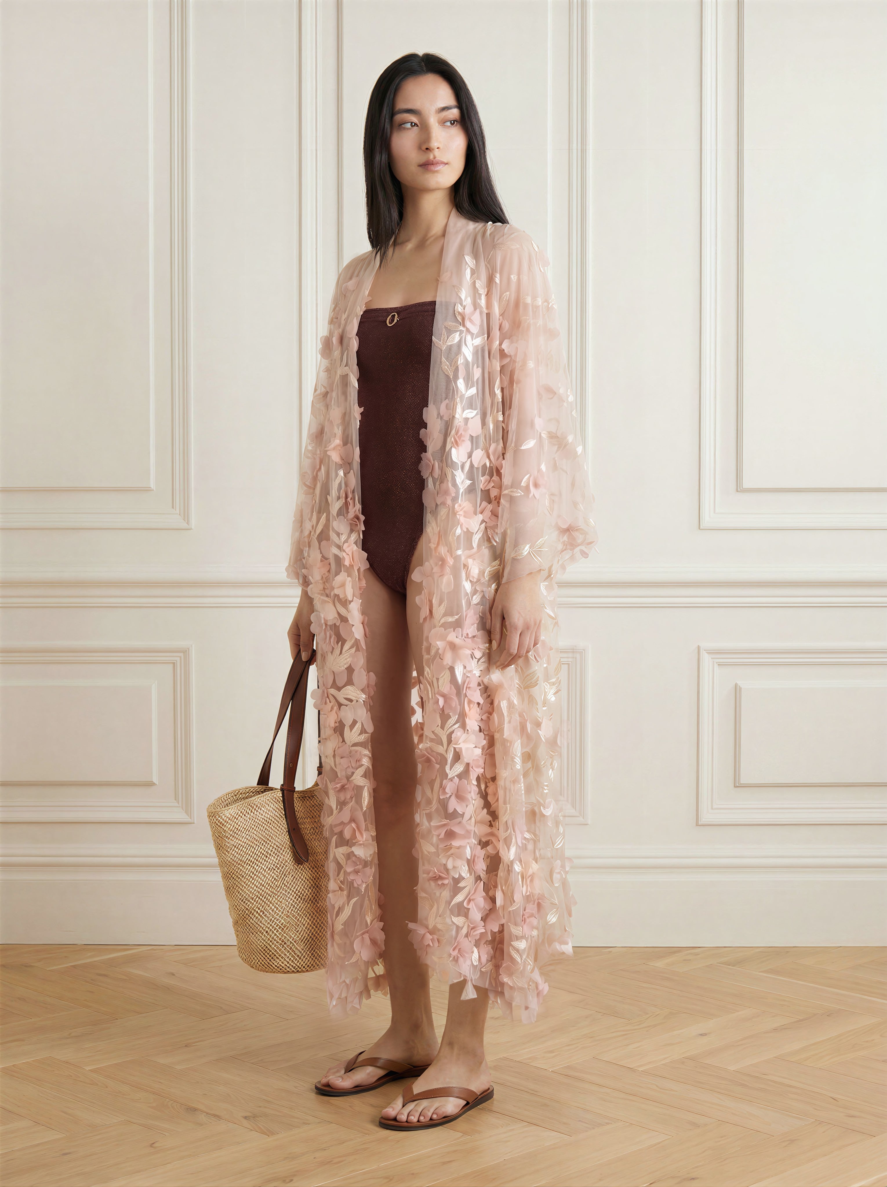 3D Floral Lace Kimono