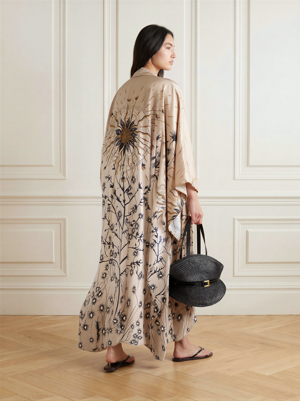 Printed Viscose Kimono - Taupe Floral