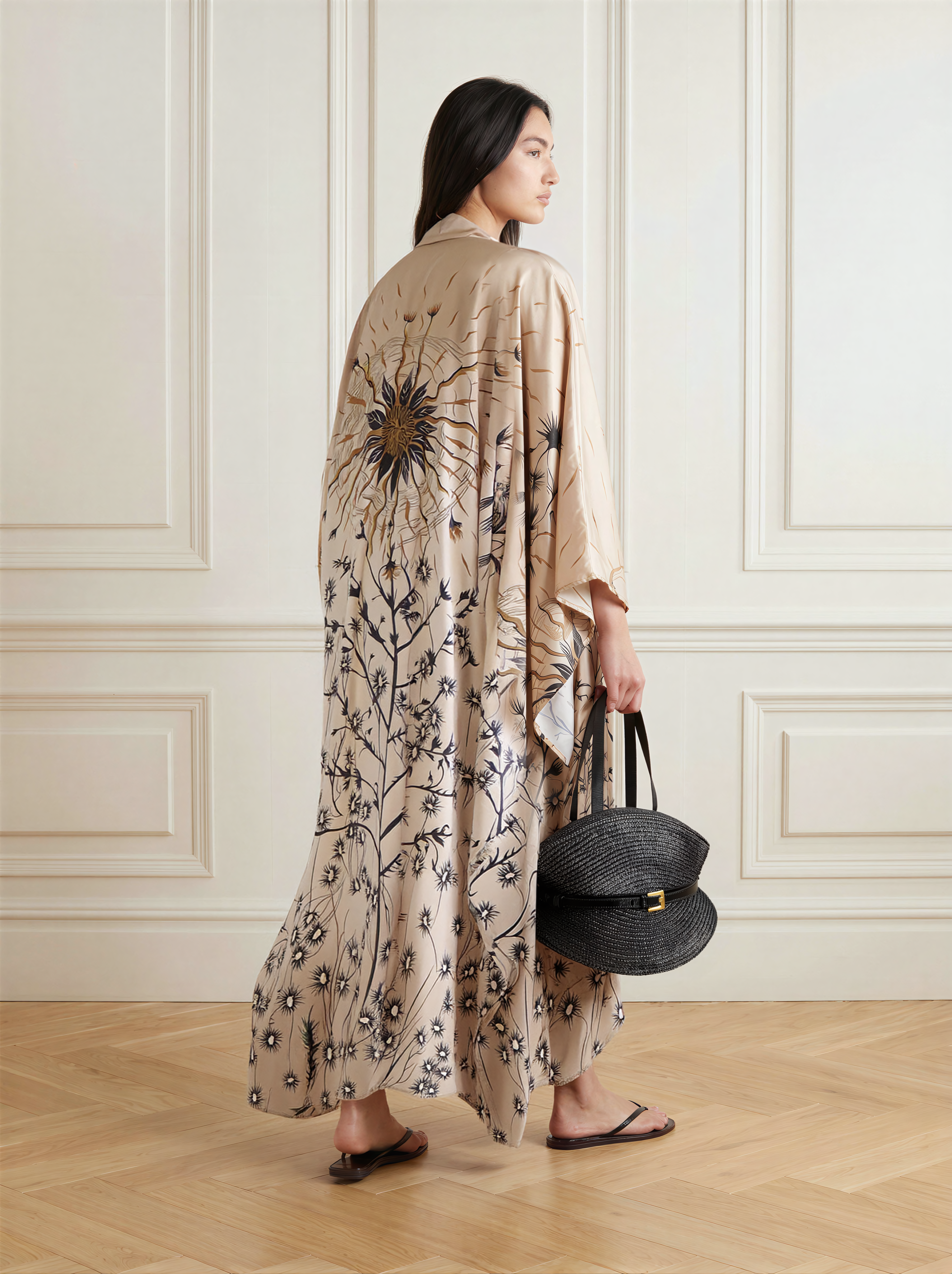 Printed Viscose Kimono - Taupe Floral