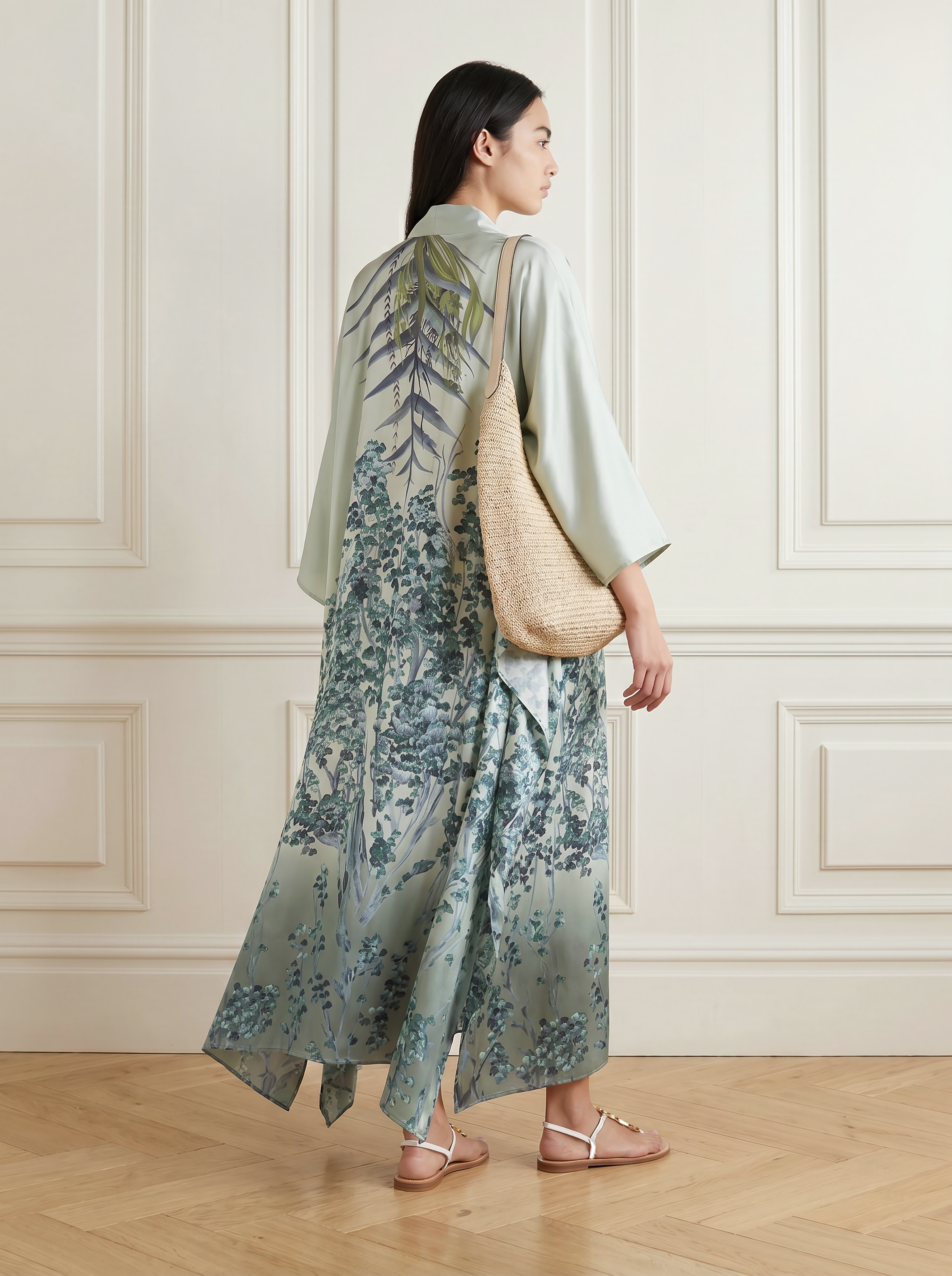 Printed Satin Kimono