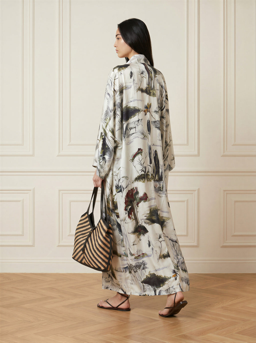 Printed Satin Kimono