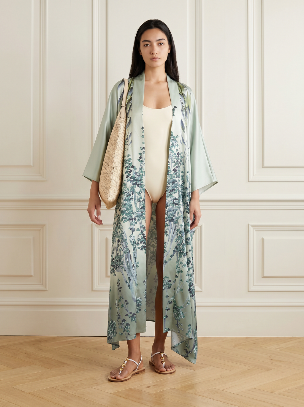 Printed Satin Kimono