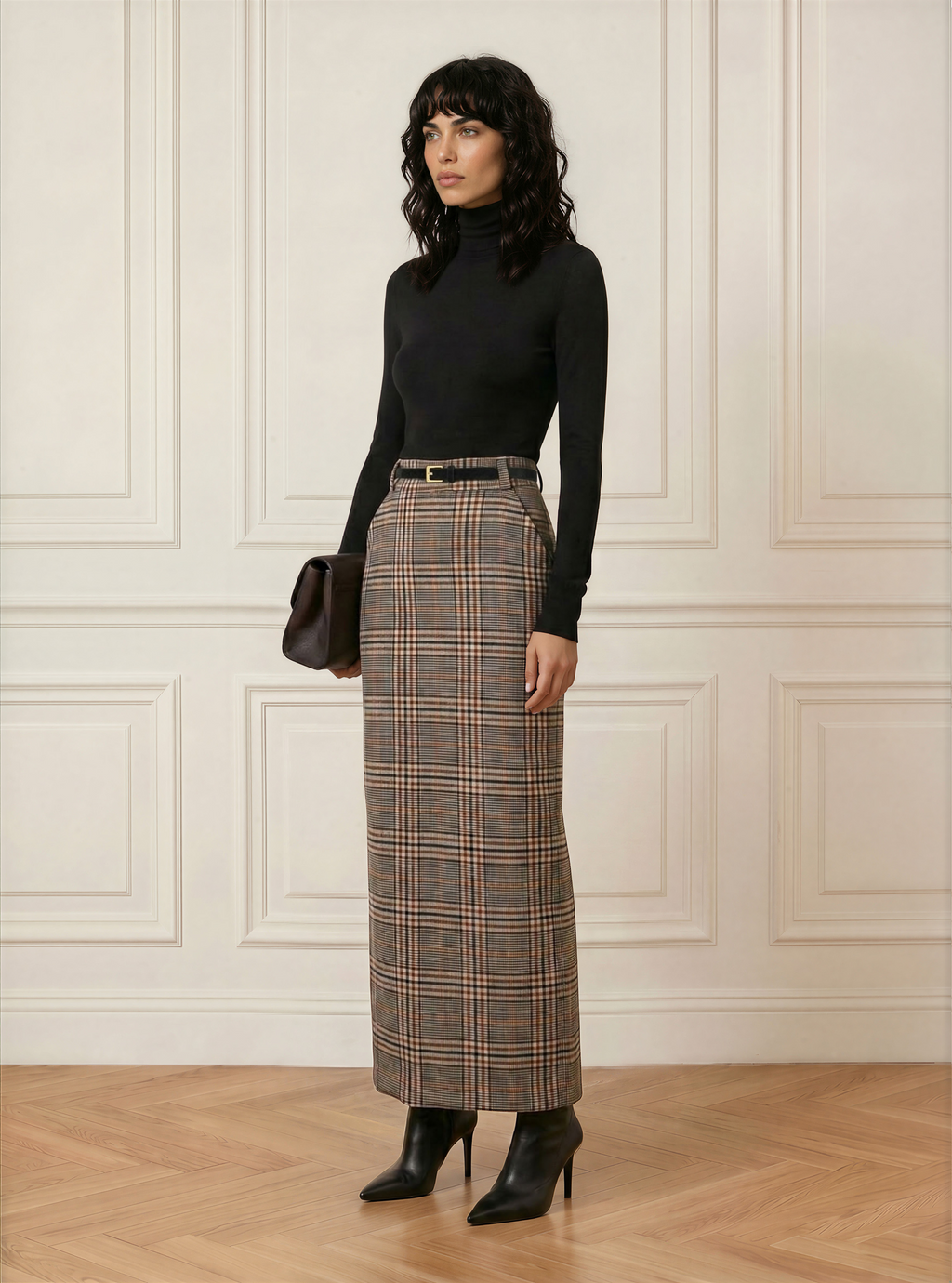 Tailored wool maxi skirt