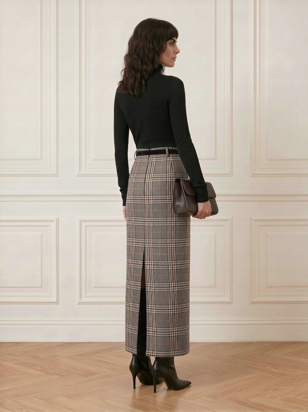 Tailored wool maxi skirt