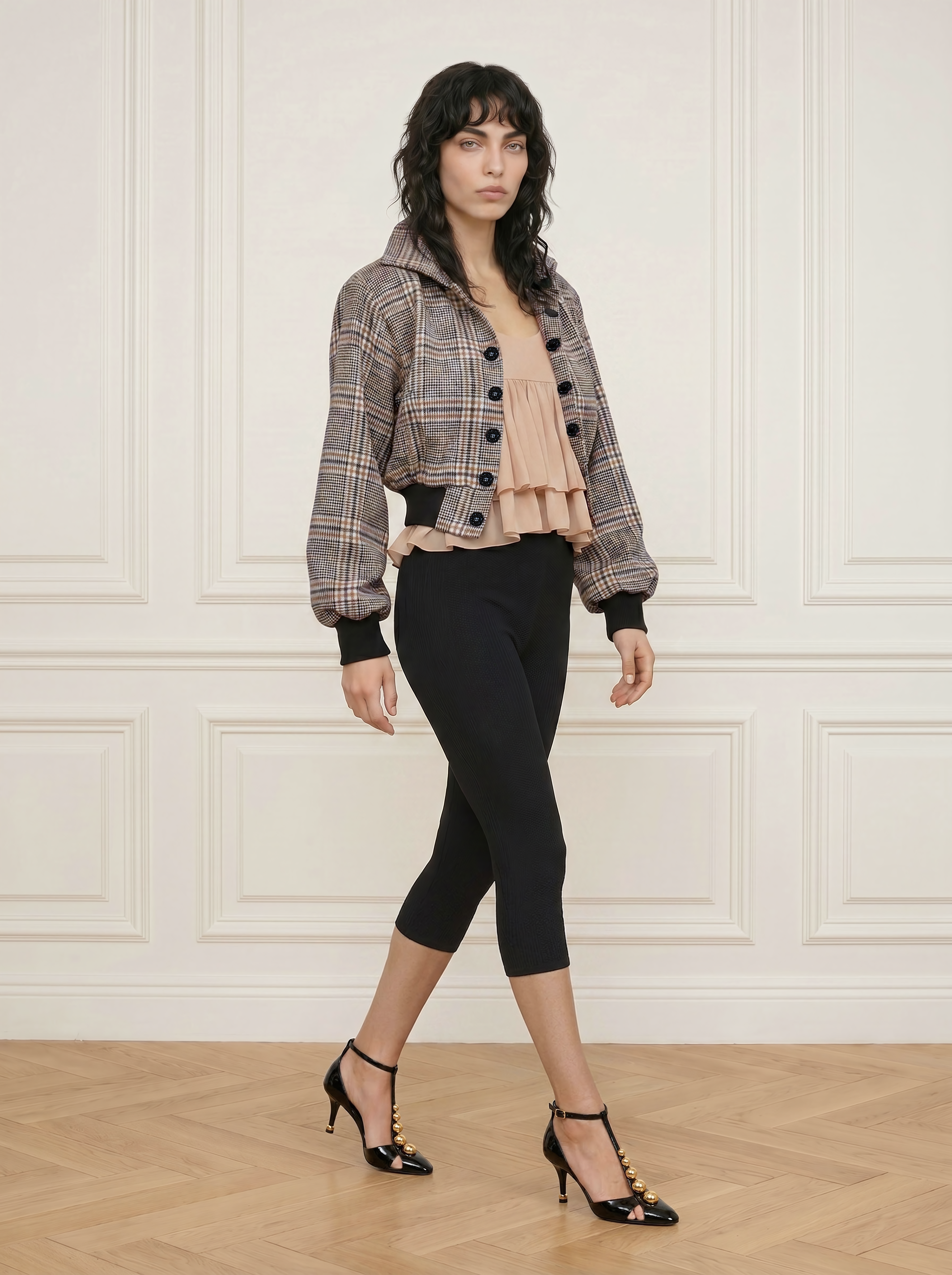 Cropped wool bomber jacket