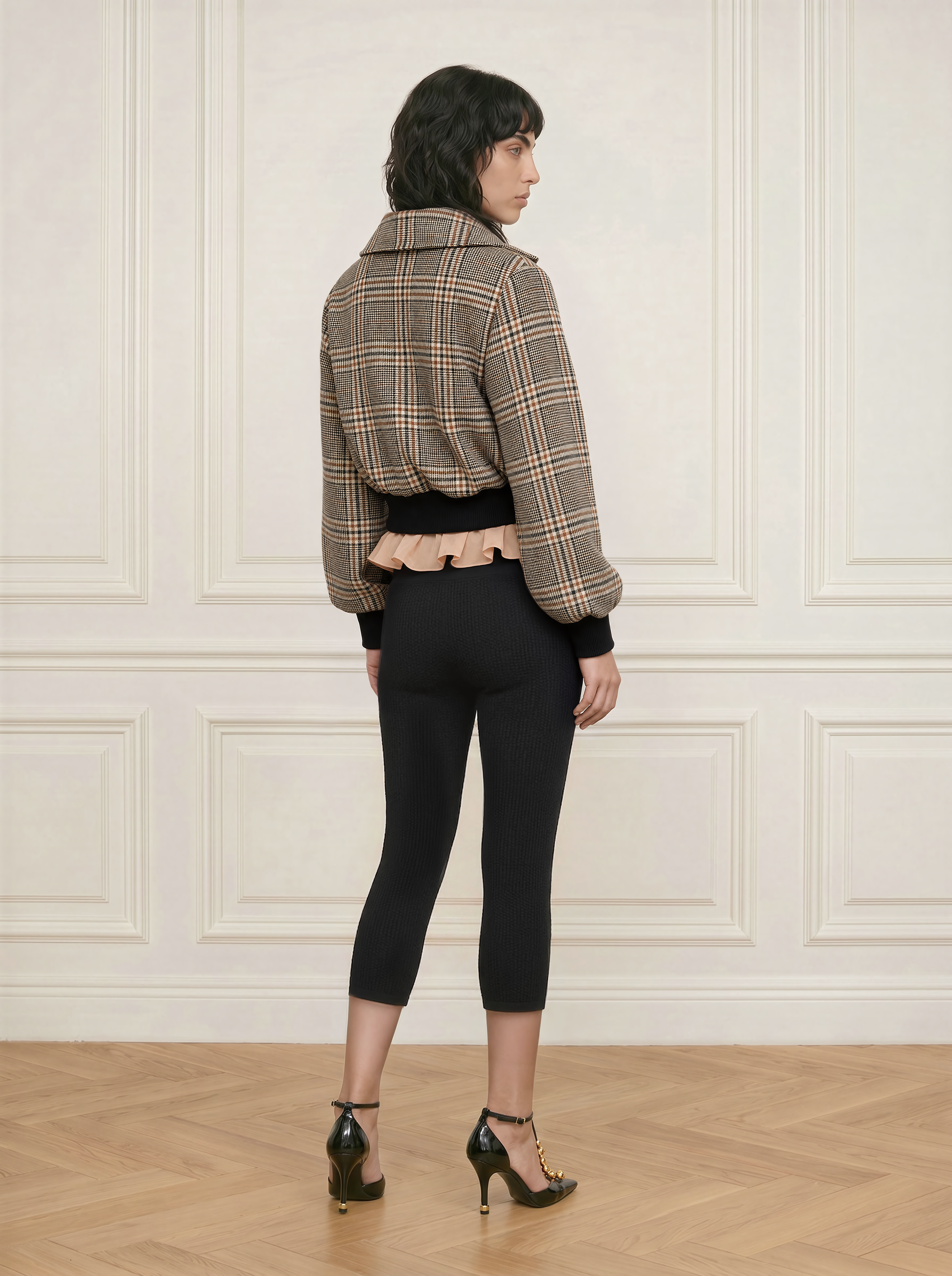 Cropped wool bomber jacket