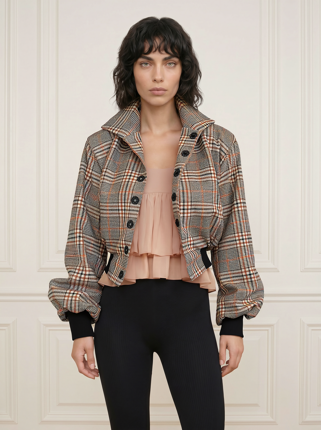 Cropped wool bomber jacket
