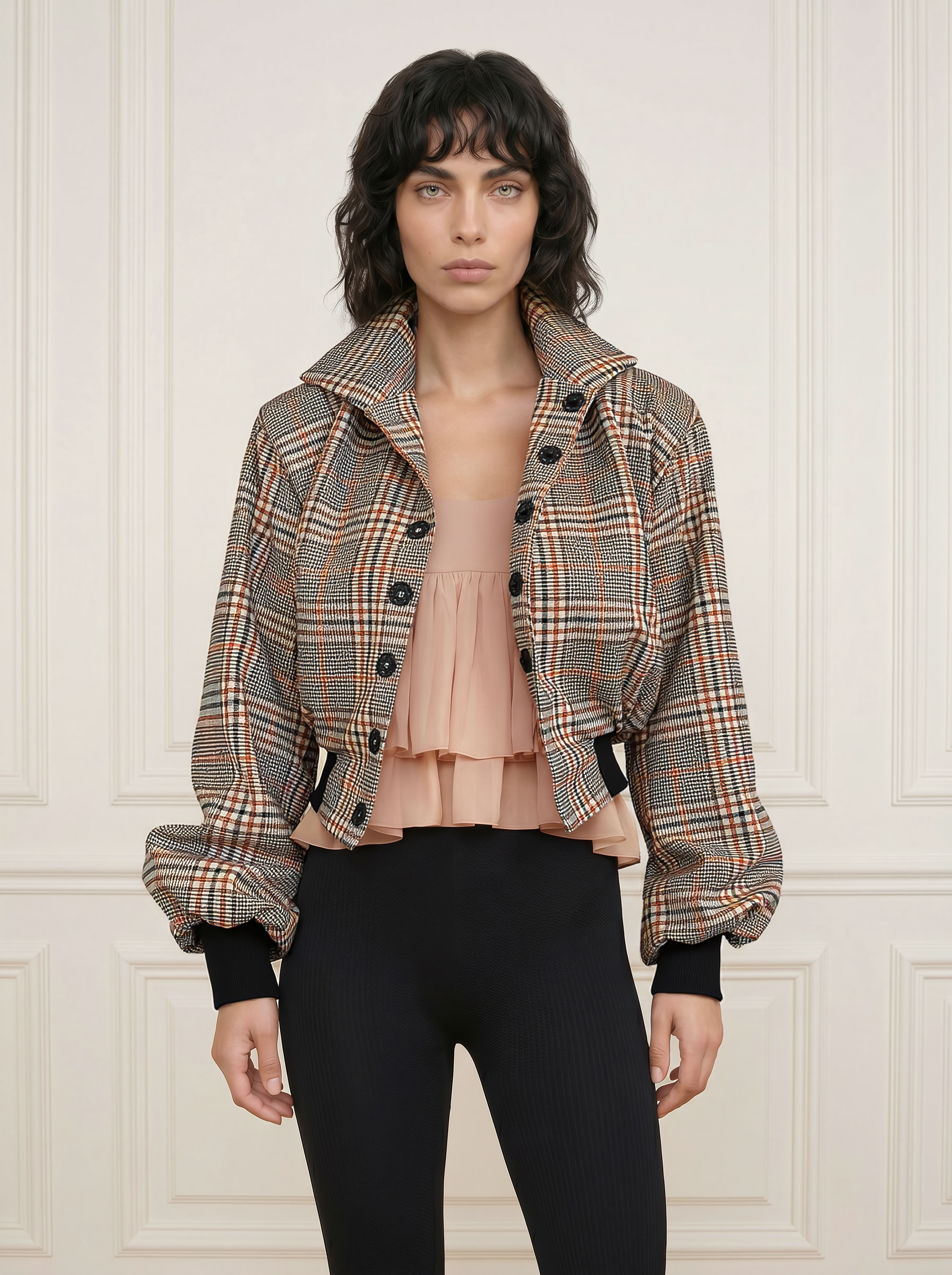 Cropped wool bomber jacket