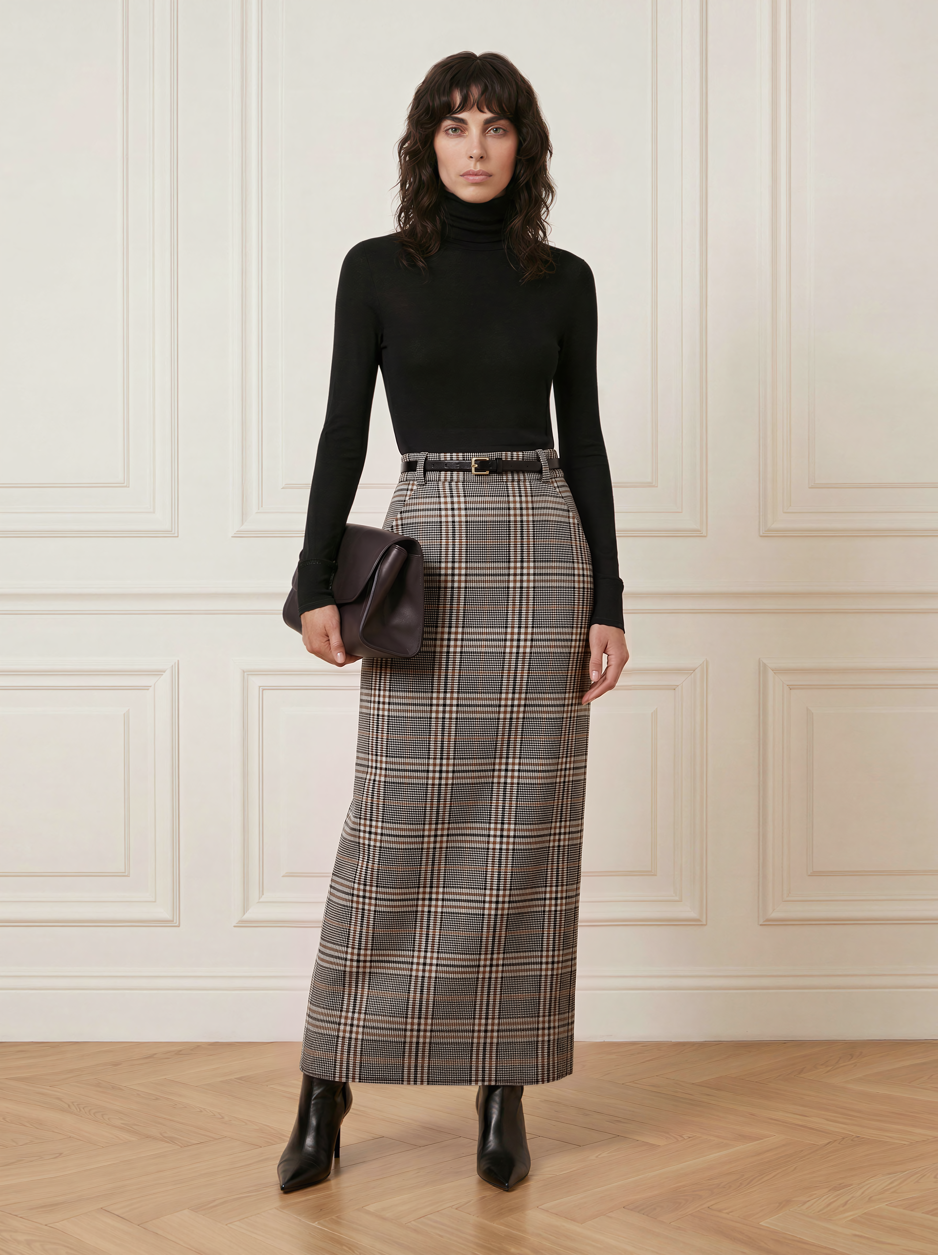 Tailored wool maxi skirt