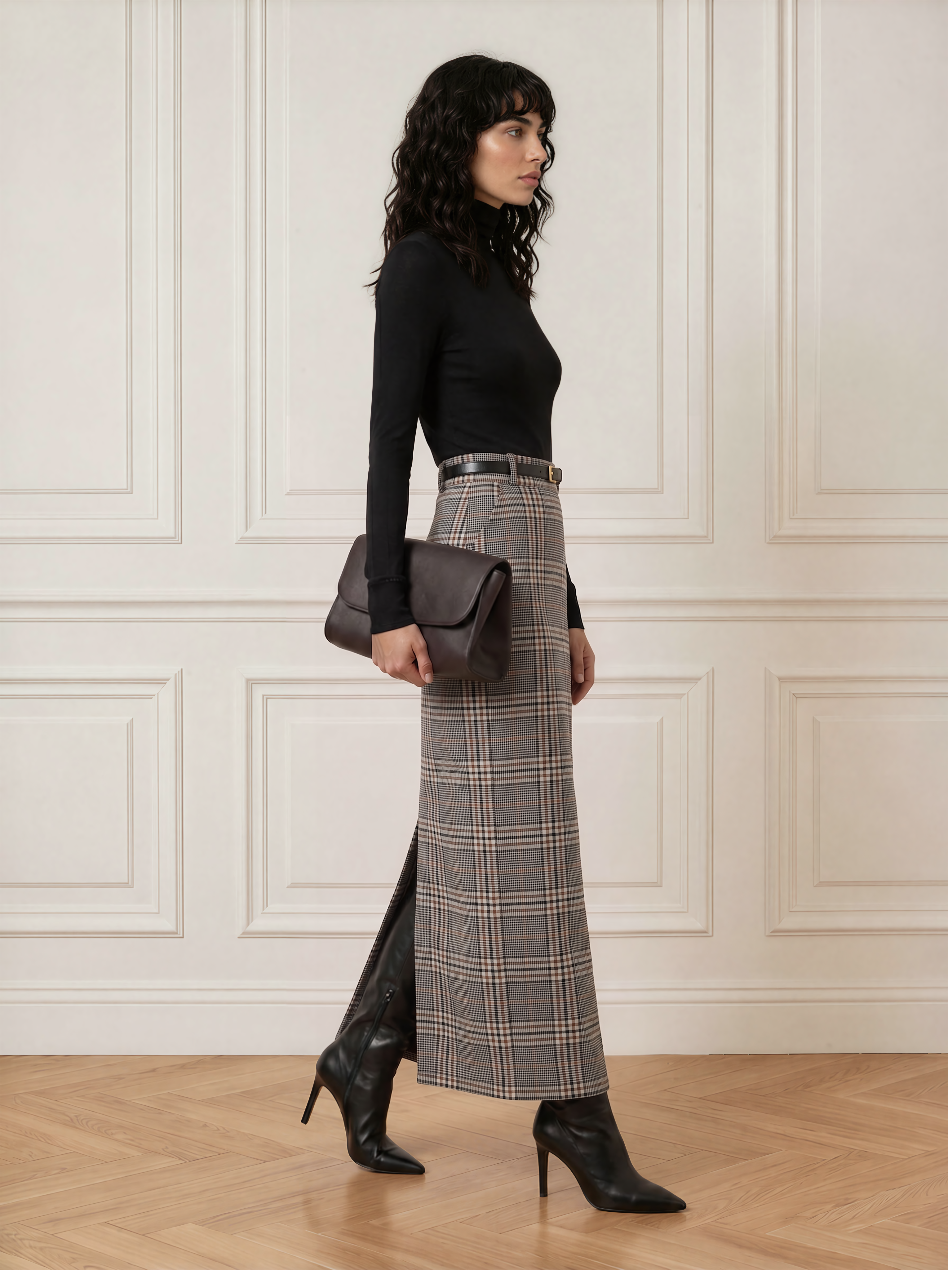 Tailored wool maxi skirt