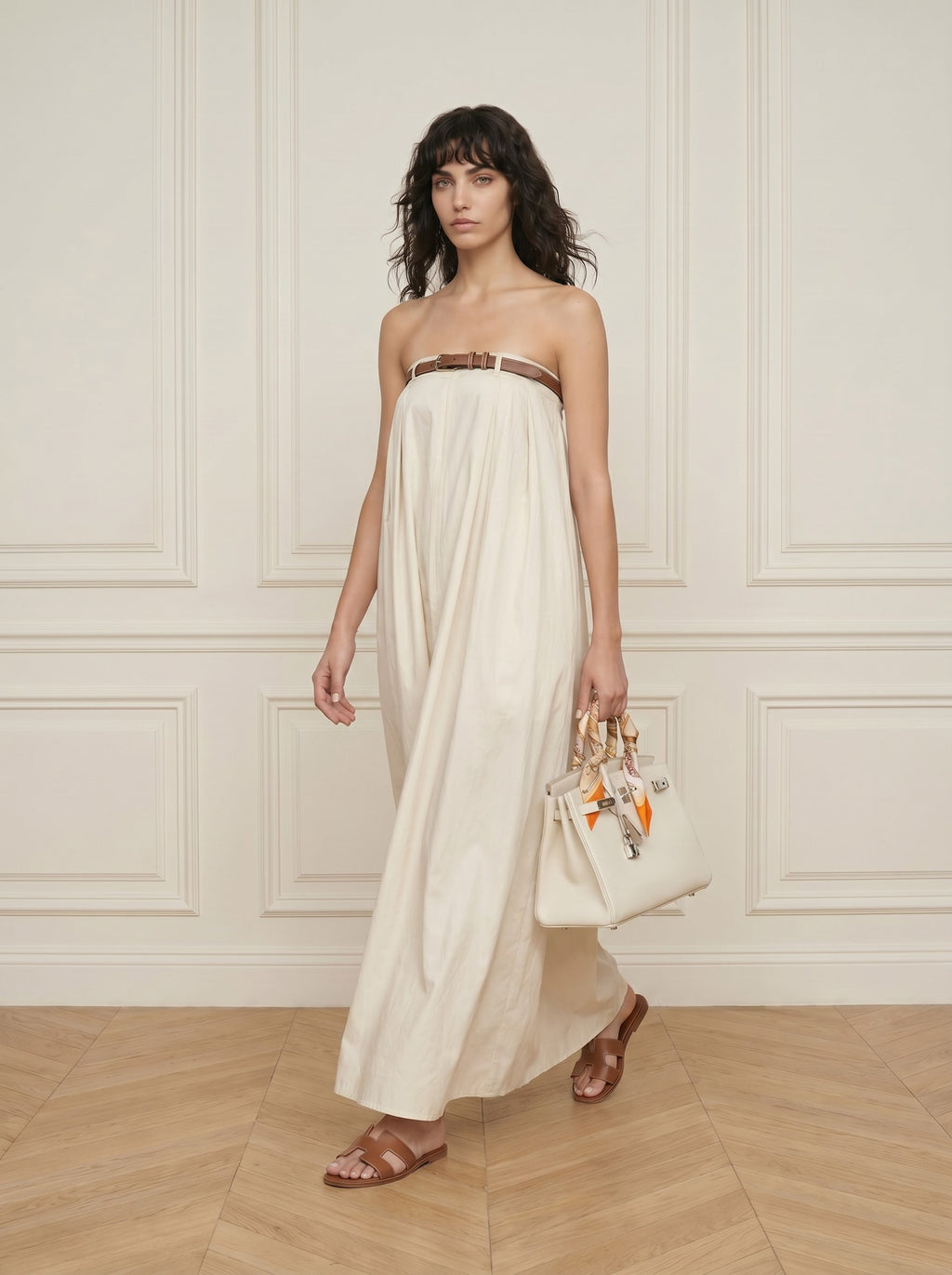 Strapless Cotton Maxi Dress