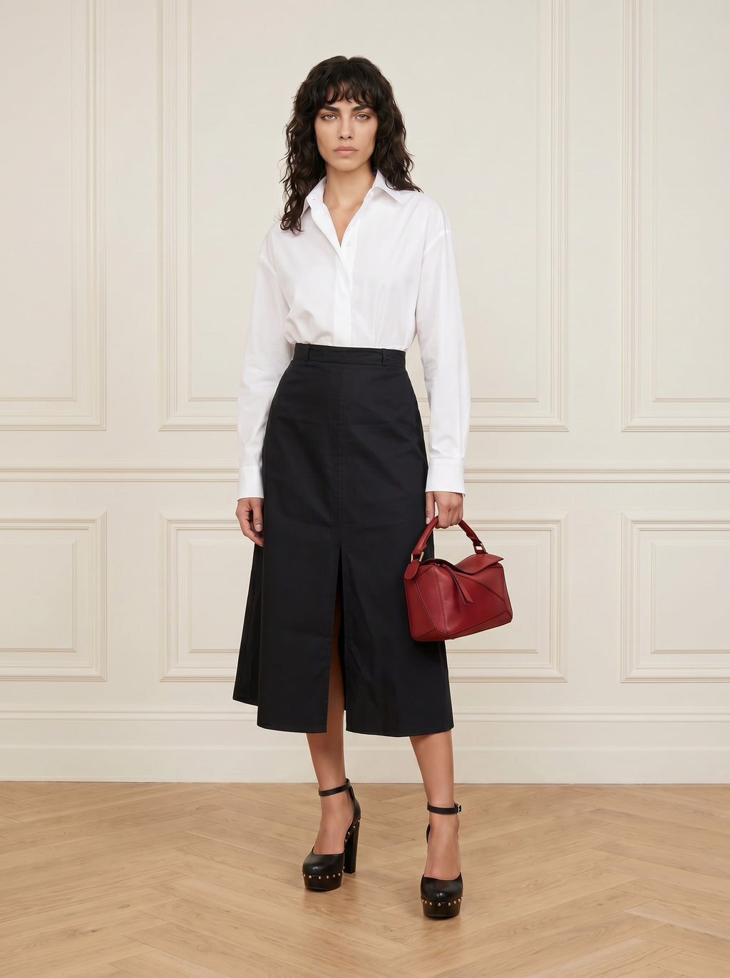 Cotton Midi Skirt