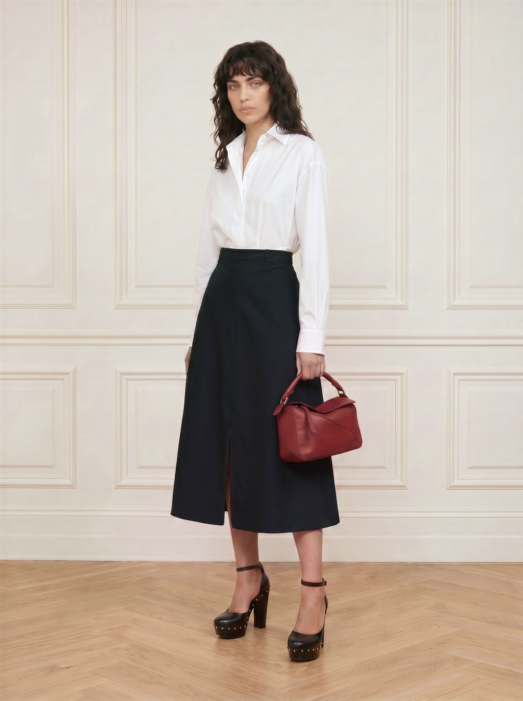 Cotton Midi Skirt