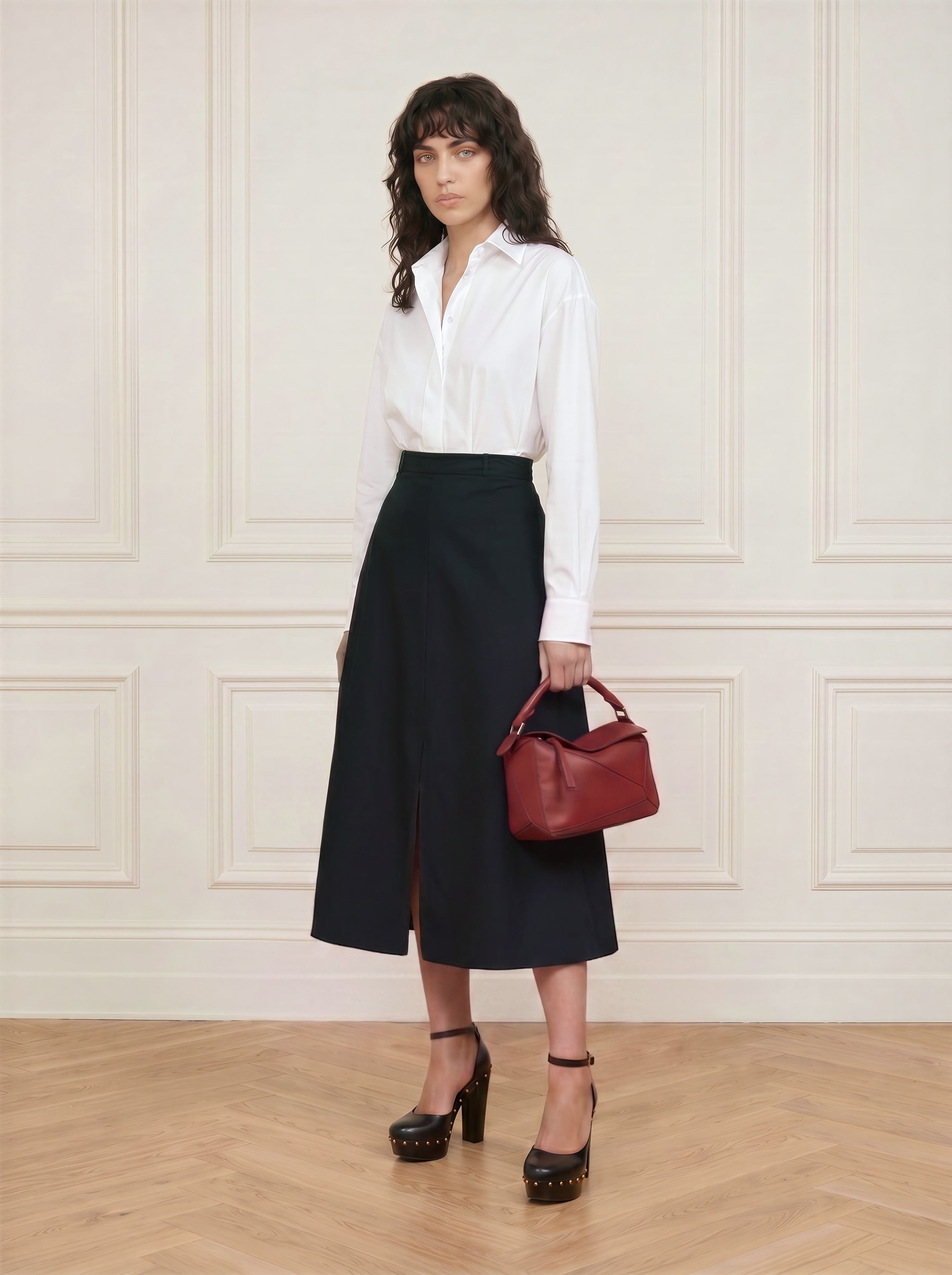 Cotton Midi Skirt